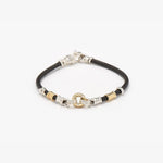 3mm Leather Bracelet with Gold Mesh, Brilliant-Cut White Diamonds, Gold, and Silver Hardware - B2186F-Misani Milano-Renee Taylor Gallery
