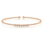 14K Rose Gold Bujukan Cuff Bracelet with Cluster Diamond Stations - BG4116-Gabriel & Co.-Renee Taylor Gallery