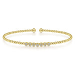 14K Yellow Gold Bujukan Cuff Bracelet with Cluster Diamond Stations - BG4116-62Y45JJ-Gabriel & Co.-Renee Taylor Gallery