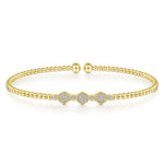 14K Yellow Gold Bujukan Cuff Bracelet with Cluster Diamond Hexagon Stations - BG4117-Y-Gabriel & Co.-Renee Taylor Gallery