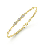 14K Yellow Gold Bujukan Cuff Bracelet with Cluster Diamond Hexagon Stations - BG4117-Y-Gabriel & Co.-Renee Taylor Gallery