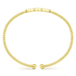 14K Yellow Gold Bujukan Cuff Bracelet with Cluster Diamond Hexagon Stations - BG4117-Y-Gabriel & Co.-Renee Taylor Gallery
