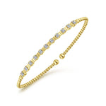 14K Yellow Gold Bujukan Cuff Bracelet with Diamond Stations - BG4228-Y-Gabriel & Co.-Renee Taylor Gallery