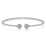 14K White Gold Bujukan Split Cuff Bracelet with Diamond Pavé Hexagon Caps - BG4261-62W45JJ-Gabriel & Co.-Renee Taylor Gallery