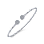 14K White Gold Bujukan Split Cuff Bracelet with Diamond Pavé Hexagon Caps - BG4261-62W45JJ-Gabriel & Co.-Renee Taylor Gallery