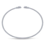 14K White Gold Bujukan Split Cuff Bracelet with Diamond Pavé Hexagon Caps - BG4261-62W45JJ-Gabriel & Co.-Renee Taylor Gallery