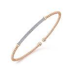 14K Rose Gold Bujukan Split Cuff Bracelet with Diamond Pavé Bar - BG4262-62K45JJ-Gabriel & Co.-Renee Taylor Gallery