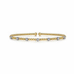 14K White & Yellow Gold Bujukan Cuff Bracelet with Diamond Stations - BG4436-62M45JJ-Gabriel & Co.-Renee Taylor Gallery