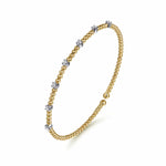 14K White & Yellow Gold Bujukan Cuff Bracelet with Diamond Stations - BG4436-62M45JJ-Gabriel & Co.-Renee Taylor Gallery