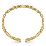 14K Yellow Gold Bujukan Cuff Bracelet with Inner Diamond Cluster and Gold Pyramid Connectors - BG4615-Y-Gabriel & Co.-Renee Taylor Gallery