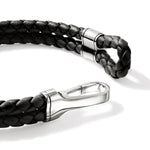 Hook Clasp Bracelet, Leather, Silver, 10MM - BU901241BL-John Hardy-Renee Taylor Gallery