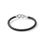 Hook Clasp Bracelet, Leather, Silver, 5MM - BU901250BL-John Hardy-Renee Taylor Gallery