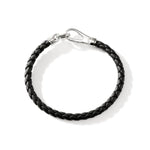 Hook Clasp Bracelet, Leather, Silver, 5MM - BU901250BL-John Hardy-Renee Taylor Gallery
