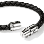 Men's Silver Bracelet on 6mm Black Leather Cord - BU98688BL-John Hardy-Renee Taylor Gallery