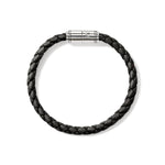 Men's Silver Bracelet on 6mm Black Leather Cord - BU98688BL-John Hardy-Renee Taylor Gallery
