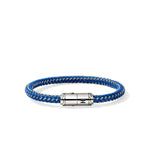 Men's Silver Bracelet on 6mm Blue Rubber and Stainless Steel Cord - BU98688BUST-John Hardy-Renee Taylor Gallery