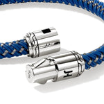 Men's Silver Bracelet on 6mm Blue Rubber and Stainless Steel Cord - BU98688BUST-John Hardy-Renee Taylor Gallery