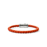 Men's Silver Bracelet on 6mm Orange Leather Cord with Orange Enamel - BU98688OR-John Hardy-Renee Taylor Gallery