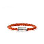Men's Silver Bracelet on 6mm Orange Leather Cord with Orange Enamel - BU98688OR-John Hardy-Renee Taylor Gallery