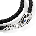 Naga Wrap, Leather, Sterling Silver, Blue Sapphire, 5MM - BUS603601BSP-John Hardy-Renee Taylor Gallery