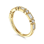 14K Yellow Gold Bezel Set Baguette and Round Diamond Anniversary Band Contemporary Collection (Devoted) - AN16447Y44JJ-Gabriel & Co.-Renee Taylor Gallery