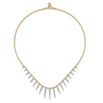 14K White & Yellow Gold Bead Chain Bujukan and Diamond Spike Droplet Necklace – NK8079M45JJ-Gabriel & Co.-Renee Taylor Gallery