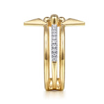 14K Yellow Gold Bujukan Clover and Triangle Pyramid Diamond Easy Stackable Ring – LR52987Y45JJ-Gabriel & Co.-Renee Taylor Gallery