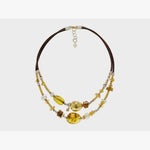 3mm Double Leather Necklace with 18K Gold Boules, Pearls, Silver Elements and Semi-precious Stones - C2001-Misani Milano-Renee Taylor Gallery
