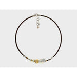 3 mm Leather Necklace with Handmade Gold Elements, Silver, Freshwater Pearls and Baroque Pearl - C2053-Misani Milano-Renee Taylor Gallery