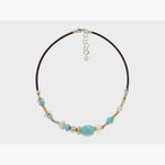 3mm Leather Necklace with 18K Gold Elements, Pearls, Silver Elements and Semi-precious Stones - C2063A-Misani Milano-Renee Taylor Gallery