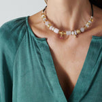 3mm Leather Necklace with18K Gold Elements and Semi Precious Stones - C2149-Misani Milano-Renee Taylor Gallery