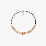 3mm Leather Necklace with18K Gold Elements and Semi Precious Stones - C2149-Misani Milano-Renee Taylor Gallery