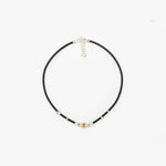 3mm Leather Necklace with 18kt Gold Mesh, White Diamonds, and Adjustable Lobster Clasp - C2157F-Misani Milano-Renee Taylor Gallery