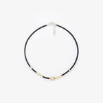 3mm Leather Necklace with 18kt Gold, Silver, and White Diamond Pavé Nugget - C2163-Misani Milano-Renee Taylor Gallery