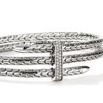 Spear Triple Flex Cuff, Sterling Silver, Diamonds, Slim - CBP988392DI-John Hardy-Renee Taylor Gallery