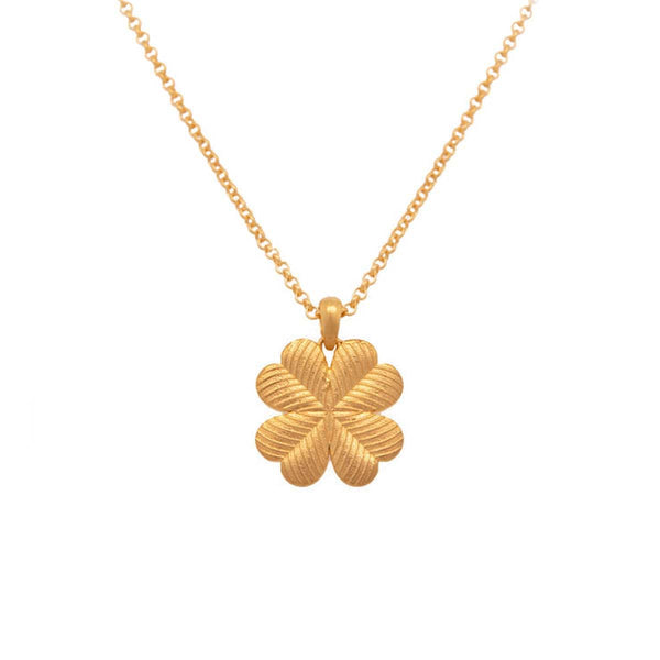 Lucky Clover Garnet Reversible Pendant Necklace 24K Gold Vermeil ...