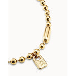 18K Gold Plated Necklace with Spherical Beads and Snap Lock Closure - COL1391ORO0000U-UNO de 50-Renee Taylor Gallery