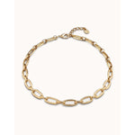18K Gold Plated Short Necklace with Medium Sized Oval Links - COL1765ORO0000U-UNO de 50-Renee Taylor Gallery