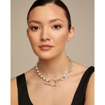 Silver Pearl & Match Short Link Chain Necklace with Pearls - COL1841BPLMTL0U-UNO de 50-Renee Taylor Gallery