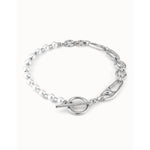 Silver Pearl & Match Short Link Chain Necklace with Pearls - COL1841BPLMTL0U-UNO de 50-Renee Taylor Gallery
