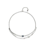 Sterling Silver Plated Rigid Necklace with Black Crystals - COL1927MCLMTL0U-UNO de 50-Renee Taylor Gallery