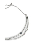 Sterling Silver Plated Rigid Necklace with Black Crystals - COL1927MCLMTL0U-UNO de 50-Renee Taylor Gallery
