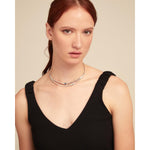 Sterling Silver Plated Rigid Necklace with Black Crystals - COL1927MCLMTL0U-UNO de 50-Renee Taylor Gallery