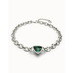 Sterling silver-plated link necklace with a green crystal - COL1979VRDMTL0U-UNO de 50-Renee Taylor Gallery