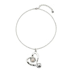 Midsize Sterling Silver Plated Pendant and Heart with Clear Crystal - COL1989CRSMTL0U-UNO de 50-Renee Taylor Gallery