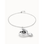 Midsize Sterling Silver Plated Pendant and Heart with Black Crystal - COL1989NGRMTL0U-UNO de 50-Renee Taylor Gallery