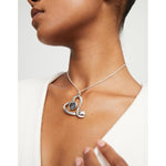 Midsize Sterling Silver Plated Pendant and Heart with Black Crystal - COL1989NGRMTL0U-UNO de 50-Renee Taylor Gallery