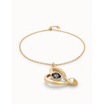 Midsize 18K Gold Plated Pendant and Heart with Black Crystal - COL1989NGRORO0U-UNO de 50-Renee Taylor Gallery