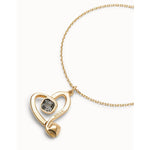 Midsize 18K Gold Plated Pendant and Heart with Black Crystal - COL1989NGRORO0U-UNO de 50-Renee Taylor Gallery