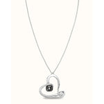 Long Sterling Silver Plated Pendant and Large Heart with Black Faceted Crystal - COL1990NGRMTL0U-UNO de 50-Renee Taylor Gallery